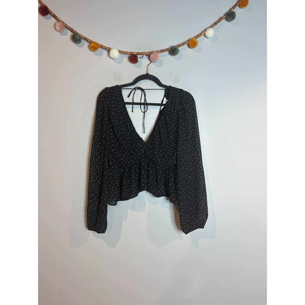 H&M black polkadot chiffon blouse